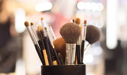 Close up of professional makeup brushes