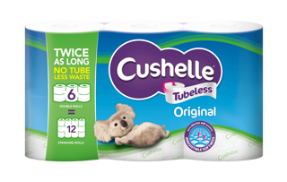 Cushelle twice as long no tube less waste original toilet paper